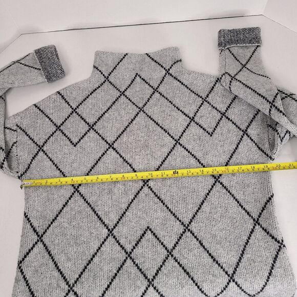 Christian Siriano XL Sweater Mock Neck Wool Blend Diamond Check Pattern Gray EUC - Picture 8 of 9